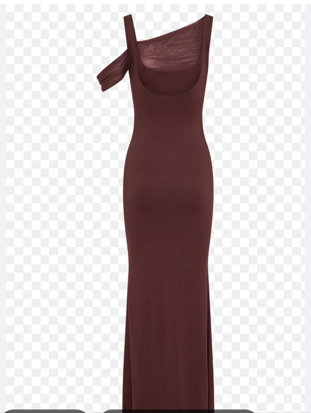 Meshki Janette Recycled Nylon and Mesh Sleeveless Maxi Dress in Mahogany.